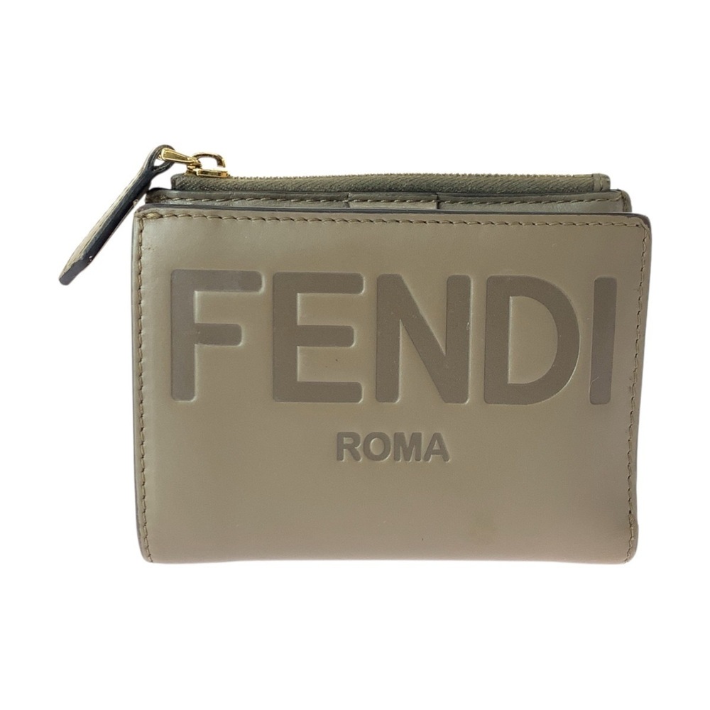 FENDI Roma Beige Leather Folding Wallet with Gold Hardware (8M0477-AAYZ-21982...
